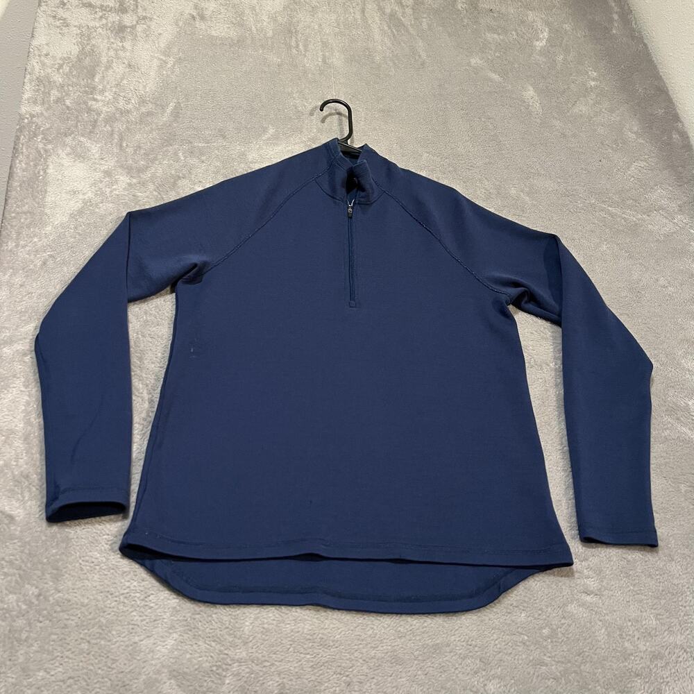 Ibex 1/4 Zip Pullover Mens Large Blue Merino Wool Mock Neck Long Sleeve USA